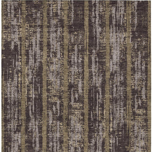 Homeroots 3' Artichoke Green Gray Ivory Striped Washable Area Rug For Indoor Outdoor Use, Durable & Stylish 8' X 10' Polyester 592710