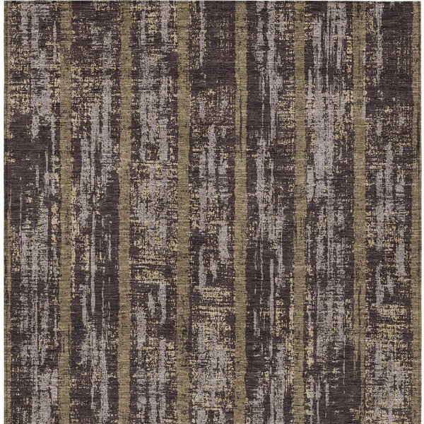 Homeroots 3' Artichoke Green Gray Ivory Striped Washable Area Rug For Indoor Outdoor Use, Durable & Stylish 8' X 10' Polyester 592710