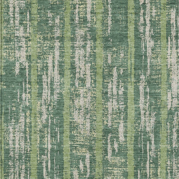 Homeroots 3' Artichoke Green Gray Ivory Striped Washable Area Rug For Indoor Outdoor Use, Durable & Stylish 5' X 8' Polyester 592714