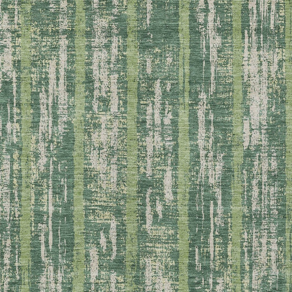 Homeroots 3' Artichoke Green Gray Ivory Striped Washable Area Rug For Indoor Outdoor Use, Durable & Stylish 8' X 10' Polyester 592716