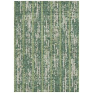 Homeroots 3' Artichoke Green Gray Ivory Striped Washable Area Rug For Indoor Outdoor Use, Durable & Stylish 9' X 12' Polyester 592717