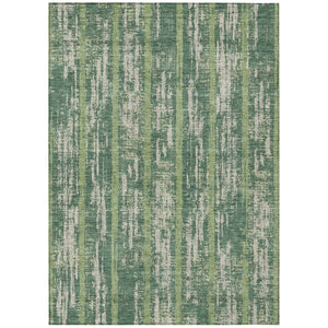 HomeRoots 9' Green and Ivory Striped Washable Area Rug - Stylish, Durable, Indoor/Outdoor Design for All Spaces 9' X 12' 592717