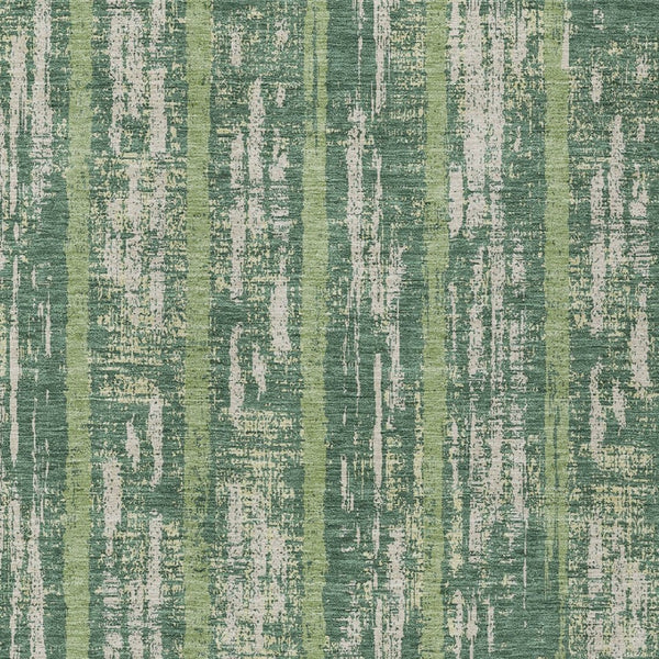 Homeroots 3' Artichoke Green Gray Ivory Striped Washable Area Rug For Indoor Outdoor Use, Durable & Stylish 10' X 14' Polyester 592718