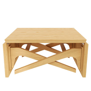 English Elm Transformer Solid Wood Convertible Table Adjustable Height Expandable Top for Small Spaces Natural N735P406282N