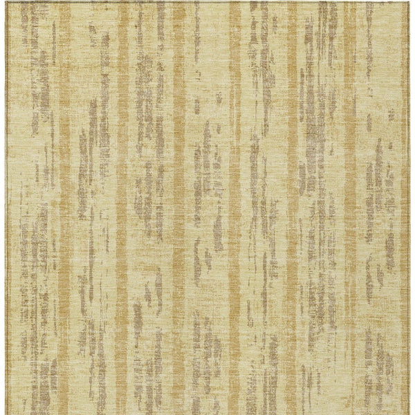 Homeroots 3' Artichoke Green Gray Ivory Striped Washable Area Rug For Indoor Outdoor Use, Durable & Stylish 3' X 5' Polyester 592719