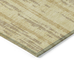 Homeroots 3' Artichoke Green Gray Ivory Striped Washable Area Rug For Indoor Outdoor Use, Durable & Stylish 5' X 8' Polyester 592720