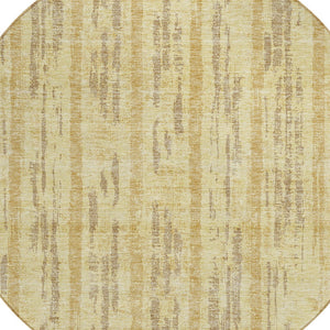 Homeroots 3' Artichoke Green Gray Ivory Striped Washable Area Rug For Indoor Outdoor Use, Durable & Stylish 8' Round Polyester 592721