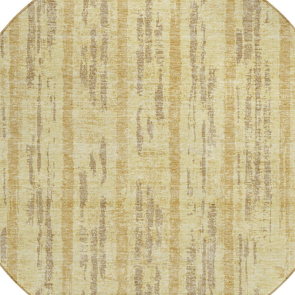 Homeroots 3' Artichoke Green Gray Ivory Striped Washable Area Rug For Indoor Outdoor Use, Durable & Stylish 8' Round Polyester 592721