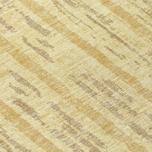 Homeroots 3' Artichoke Green Gray Ivory Striped Washable Area Rug For Indoor Outdoor Use, Durable & Stylish 8' Round Polyester 592721