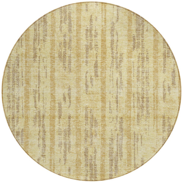 Homeroots 3' Artichoke Green Gray Ivory Striped Washable Area Rug For Indoor Outdoor Use, Durable & Stylish 8' Round Polyester 592721