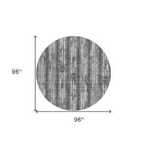 Homeroots 3' Artichoke Green Gray Ivory Striped Washable Area Rug For Indoor Outdoor Use, Durable & Stylish 8' Round Polyester 592727