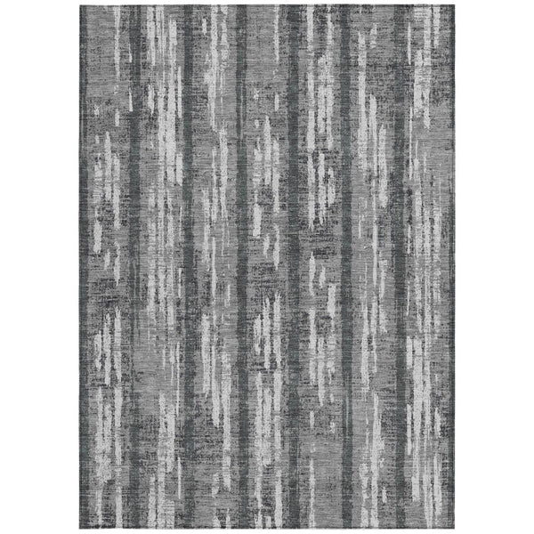 Homeroots 3' Artichoke Green Gray Ivory Striped Washable Area Rug For Indoor Outdoor Use, Durable & Stylish 8' X 10' Polyester 592728