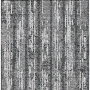 Homeroots 3' Artichoke Green Gray Ivory Striped Washable Area Rug For Indoor Outdoor Use, Durable & Stylish 8' X 10' Polyester 592728