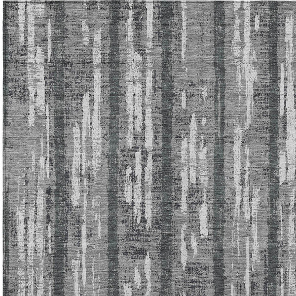 Homeroots 3' Artichoke Green Gray Ivory Striped Washable Area Rug For Indoor Outdoor Use, Durable & Stylish 10' X 14' Polyester 592730