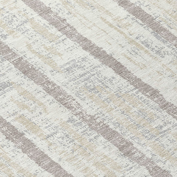 Homeroots 3' Artichoke Green Gray Ivory Striped Washable Area Rug For Indoor Outdoor Use, Durable & Stylish 8' Round Polyester 592733