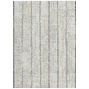 Homeroots 3' Artichoke Green Gray Ivory Striped Washable Area Rug For Indoor Outdoor Use, Durable & Stylish 8' X 10' Polyester 592734