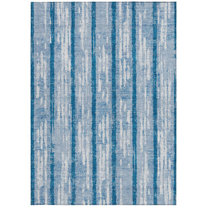 Homeroots 3' Artichoke Green Gray Ivory Striped Washable Area Rug For Indoor Outdoor Use, Durable & Stylish 5' X 8' Polyester 592738