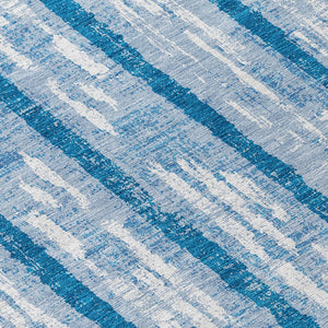 Homeroots 3' Artichoke Green Gray Ivory Striped Washable Area Rug For Indoor Outdoor Use, Durable & Stylish 8' Round Polyester 592739