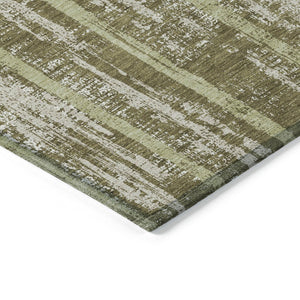 Homeroots 3' Artichoke Green Gray Ivory Striped Washable Area Rug For Indoor Outdoor Use, Durable & Stylish 3' X 5' Polyester 592743
