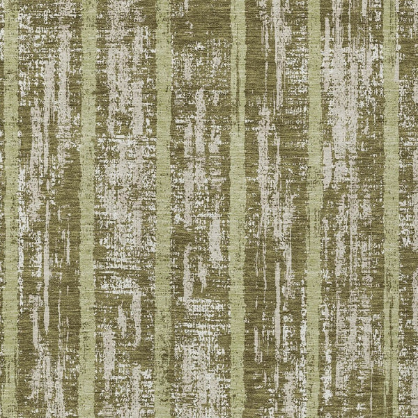 Homeroots 3' Artichoke Green Gray Ivory Striped Washable Area Rug For Indoor Outdoor Use, Durable & Stylish 5' X 8' Polyester 592744