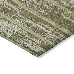 Homeroots 3' Artichoke Green Gray Ivory Striped Washable Area Rug For Indoor Outdoor Use, Durable & Stylish 8' X 10' Polyester 592746