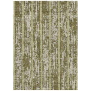 Homeroots 3' Artichoke Green Gray Ivory Striped Washable Area Rug For Indoor Outdoor Use, Durable & Stylish 10' X 14' Polyester 592748