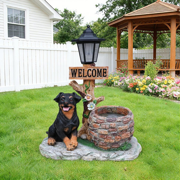 English Elm Labrador Solar Garden Statue with Led Glow and Built-in Succulent Planter Basin W5398P464239