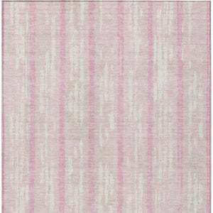 Homeroots 3' Artichoke Green Gray Ivory Striped Washable Area Rug For Indoor Outdoor Use, Durable & Stylish 5' X 8' Polyester 592750