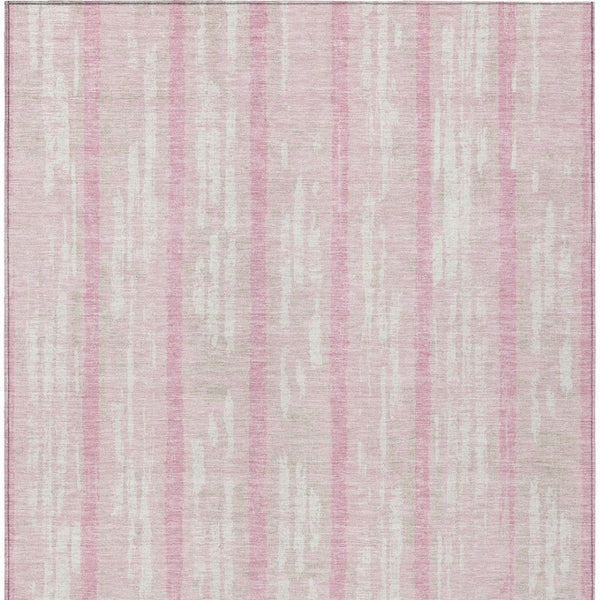 Homeroots 3' Artichoke Green Gray Ivory Striped Washable Area Rug For Indoor Outdoor Use, Durable & Stylish 5' X 8' Polyester 592750