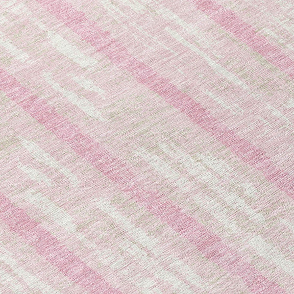 Homeroots 3' Artichoke Green Gray Ivory Striped Washable Area Rug For Indoor Outdoor Use, Durable & Stylish 8' Round Polyester 592751