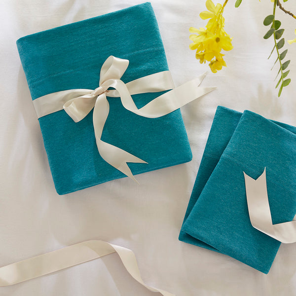 JLA Home Intelligent Design - All Season Sheet Set Jersey Knit Cotton Blend — Breathable, Year-Round Comfort with Easy Care and Fit Teal ID20-1237