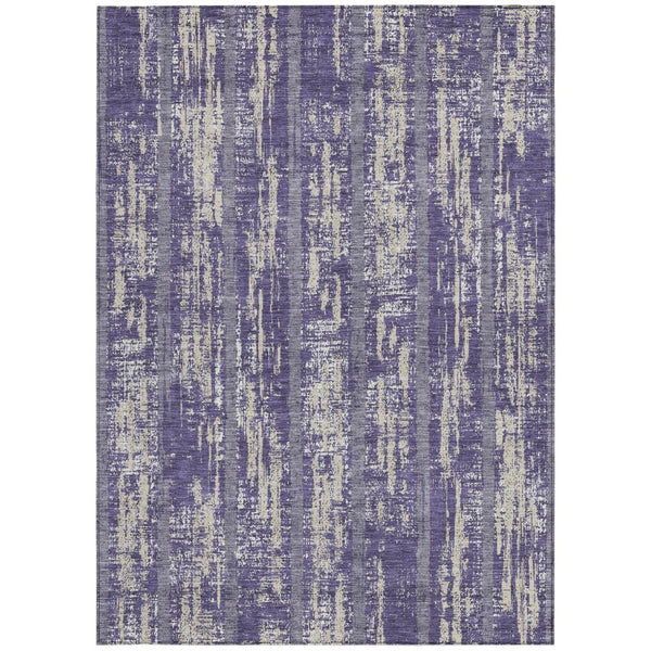 Homeroots 3' Artichoke Green Gray Ivory Striped Washable Area Rug For Indoor Outdoor Use, Durable & Stylish 3' X 5' Polyester 592755