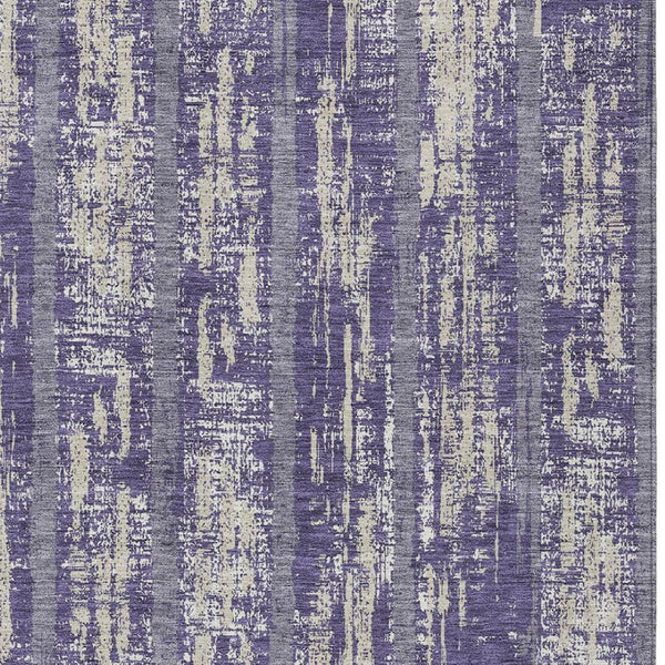 Homeroots 3' Artichoke Green Gray Ivory Striped Washable Area Rug For Indoor Outdoor Use, Durable & Stylish 5' X 8' Polyester 592756