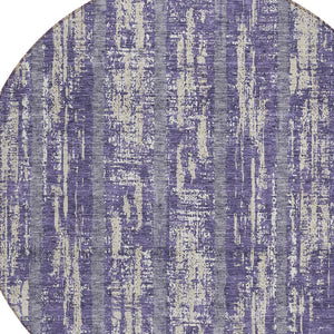 Homeroots 3' Artichoke Green Gray Ivory Striped Washable Area Rug For Indoor Outdoor Use, Durable & Stylish 8' Round Polyester 592757