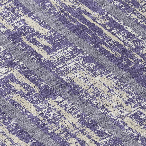 Homeroots 3' Artichoke Green Gray Ivory Striped Washable Area Rug For Indoor Outdoor Use, Durable & Stylish 8' Round Polyester 592757