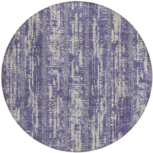 Homeroots 3' Artichoke Green Gray Ivory Striped Washable Area Rug For Indoor Outdoor Use, Durable & Stylish 8' Round Polyester 592757