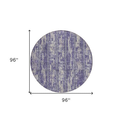 Homeroots 3' Artichoke Green Gray Ivory Striped Washable Area Rug For Indoor Outdoor Use, Durable & Stylish 8' Round Polyester 592757