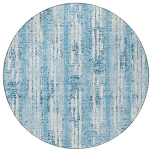 Homeroots 3' Artichoke Green Gray Ivory Striped Washable Area Rug For Indoor Outdoor Use, Durable & Stylish 8' Round Polyester 592763