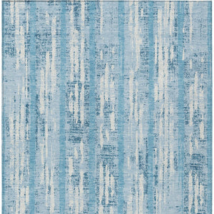 Homeroots 3' Artichoke Green Gray Ivory Striped Washable Area Rug For Indoor Outdoor Use, Durable & Stylish 8' X 10' Polyester 592764