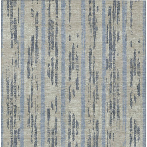 Homeroots 3' Artichoke Green Gray Ivory Striped Washable Area Rug For Indoor Outdoor Use, Durable & Stylish 10' X 14' Polyester 592772