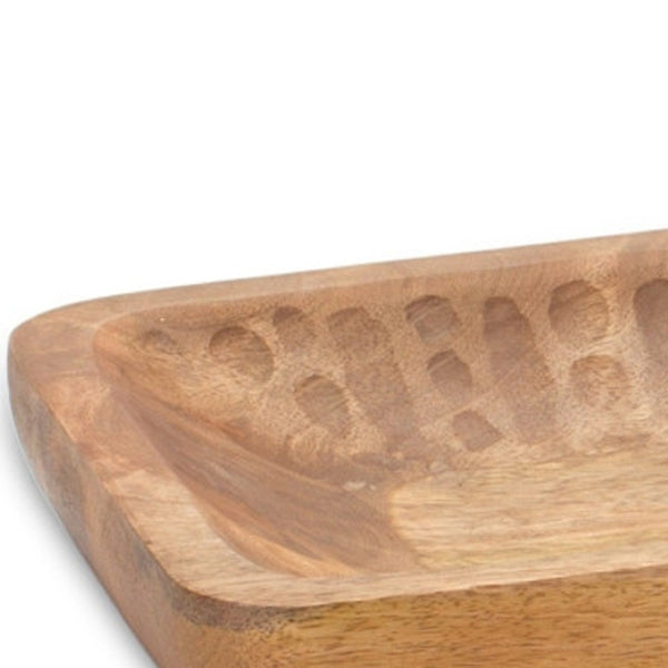 HomeRoots Set of Two Brown Mango Trinket Trays – Rustic Wood Organizers for Jewelry, Candles & Decor 592780