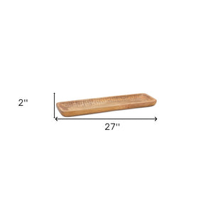HomeRoots Set of Two Brown Mango Trinket Trays – Rustic Wood Organizers for Jewelry, Candles & Decor 592780