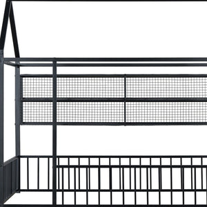 HomeRoots Black Metal Twin House Bed - Stylish Minimalist Design, Durable Frame & Easy Assembly for Kids’ Rooms 592785