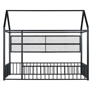 HomeRoots Black Metal Twin House Bed - Stylish Minimalist Design, Durable Frame & Easy Assembly for Kids’ Rooms 592785