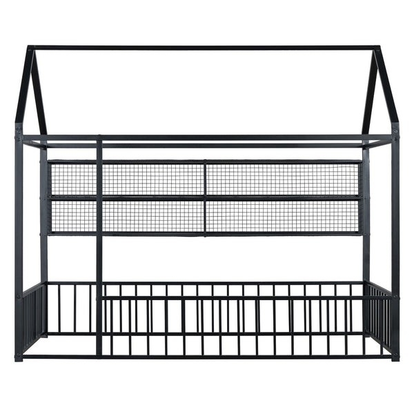 HomeRoots Black Metal Twin House Bed - Stylish Minimalist Design, Durable Frame & Easy Assembly for Kids’ Rooms 592785