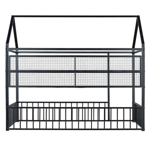 HomeRoots Black Metal Twin House Bed - Stylish Minimalist Design, Durable Frame & Easy Assembly for Kids’ Rooms 592785