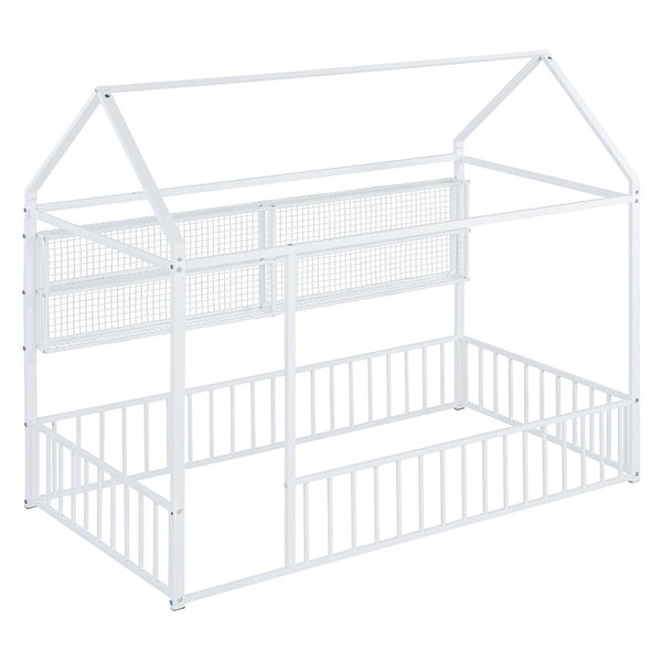 HomeRoots White Metal Twin House Bed Frame - Modern Minimalist Design, Durable Support, Easy Assembly for Kids' Rooms 592787