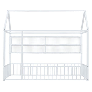 HomeRoots White Metal Twin House Bed Frame - Modern Minimalist Design, Durable Support, Easy Assembly for Kids' Rooms 592787