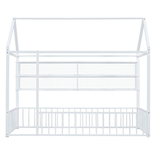 HomeRoots White Metal Twin House Bed Frame - Modern Minimalist Design, Durable Support, Easy Assembly for Kids' Rooms 592787