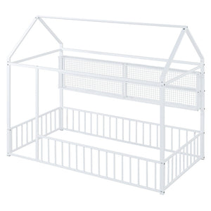 HomeRoots White Metal Twin House Bed Frame - Modern Minimalist Design, Durable Support, Easy Assembly for Kids' Rooms 592787